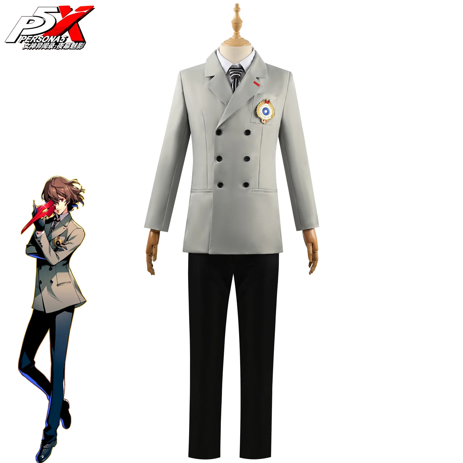 

Persona 5 Goro Akechi Косплей Костюм Школьная форма Костюмы Хэллоуин Карнавал Вечеринка Ролевая игра Одежда Полный комплект для взрослых мужчин