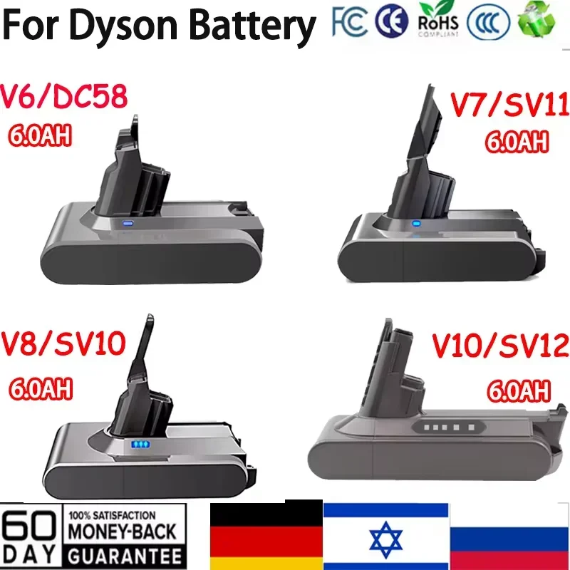 

V8 Battery For DysonV6 V7 V8 V10 Vacuum Handheld Vacuum Cleaner DC58 DC59 DC61 DC62 DC72 DC74 SV11 SV10 SV12 SV14 SV15 Battery