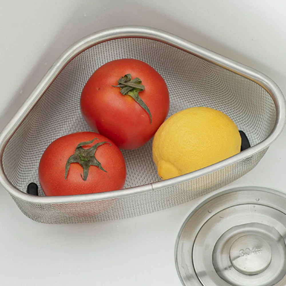 Vegetables Food Residue Triangle Storage Drain Basket Kitchen Stainless Steel Filter Net Sink Leftovers Garbage Filter