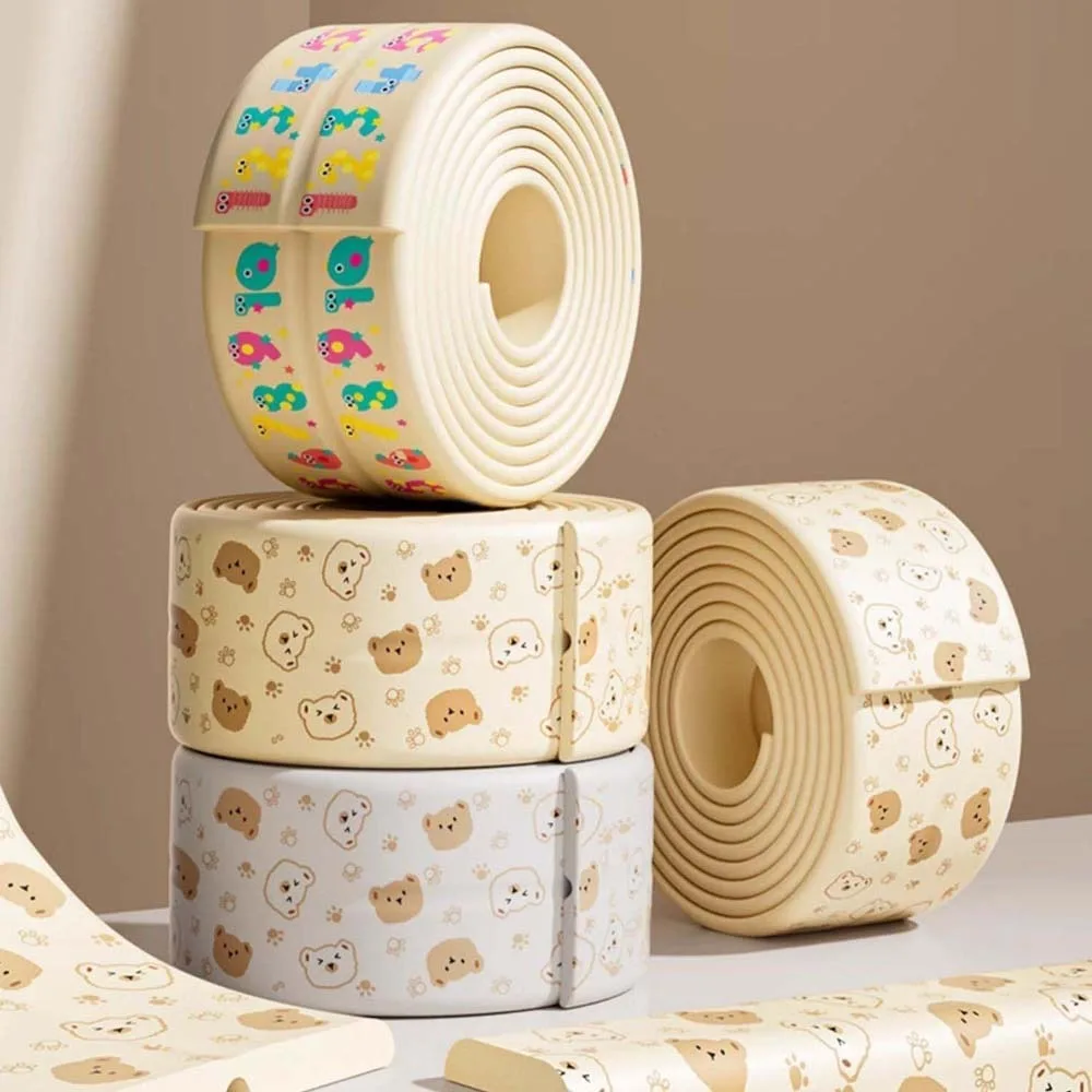 Doppelseitiges Klebeband für Babys, Antikollisionsstreifen, weich, spurlos, Tischecken-Schutzhülle, Rosa, Gelb