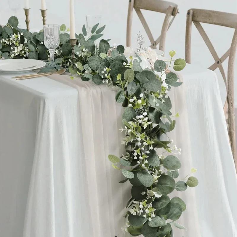 1PC Fake Eucalyptus Rattan Vine Green Willow Leaf Artificial Plants Silk Ivy Wall Hanging Garland Home Wedding Party Decoration