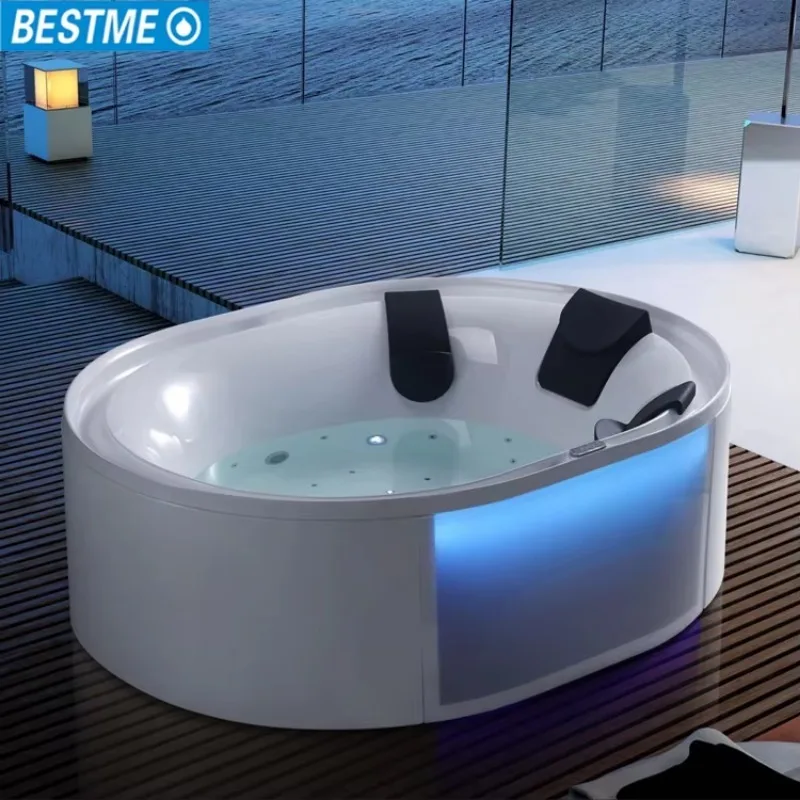 Double Whirlpool Spa Bathtub Freestanding Acrylic With 16 Jets Massage TV Modern Design For Apartment Use And Drainer