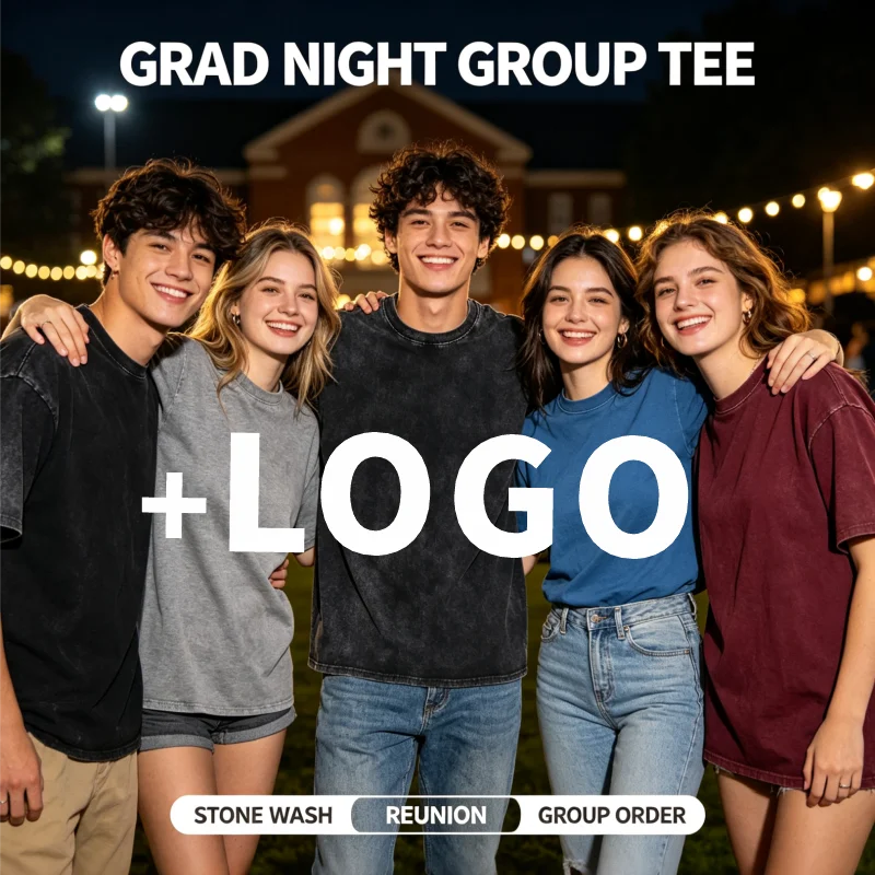 Wholesale Heavyweight Distressed Tees, Custom Print for University Grad & Family Gathering