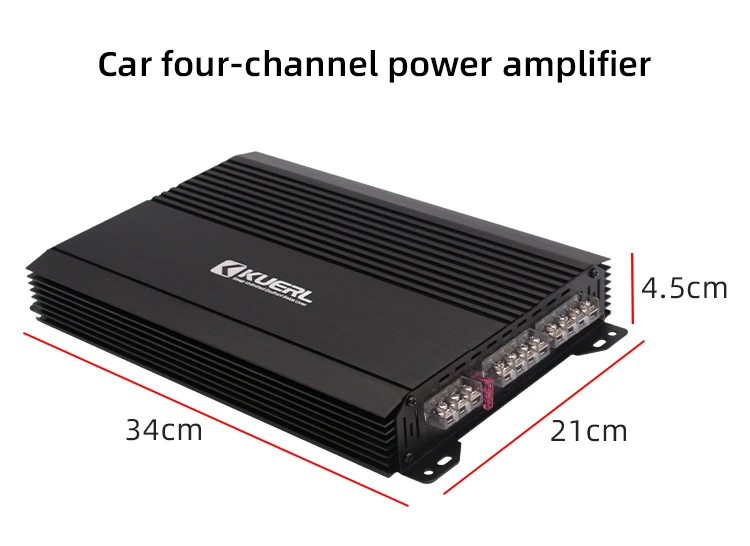 Aluminum alloy Auto Amplifier Class AB Full Frequency Car Amplifier 4 Channel Audio Amplifier for Car RMS 60W*4@2Ω/ RMS 45W*4@4Ω