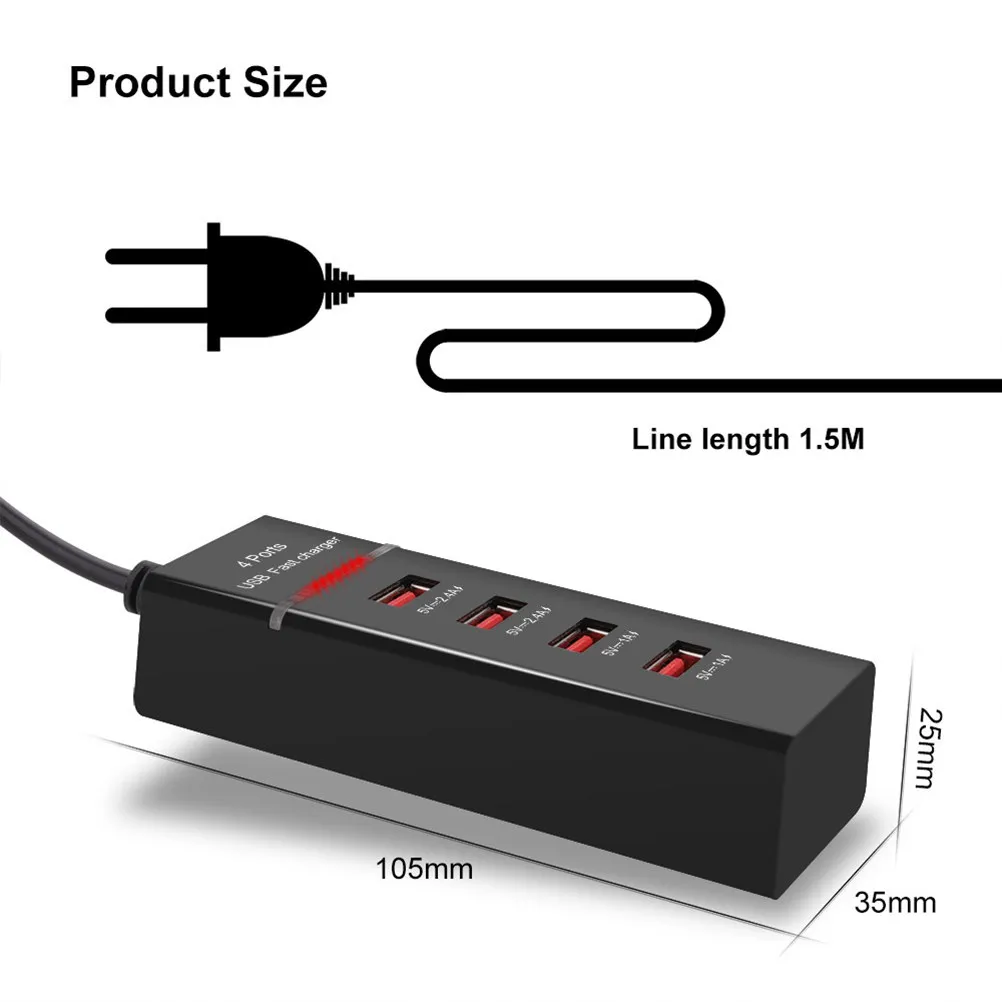 1Pcs 4-Port Power Strip with Eu Plug Dc 12V 1A Output 5.5mm X 2.1mm Barrel Connector Cctv Camera Ac Adapter LED Indicator