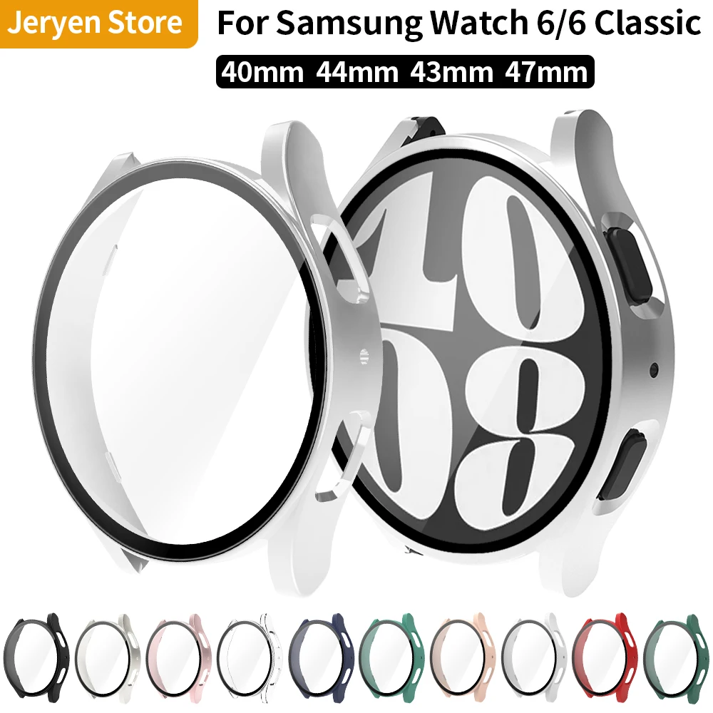 Glas+Hülle für Samsung Galaxy Watch 4/5/6 40mm 44mm Bildschirmschutz PC Matte All-Round Bumper für Samsung Galaxy Watch 6 Classic 43mm 47mm