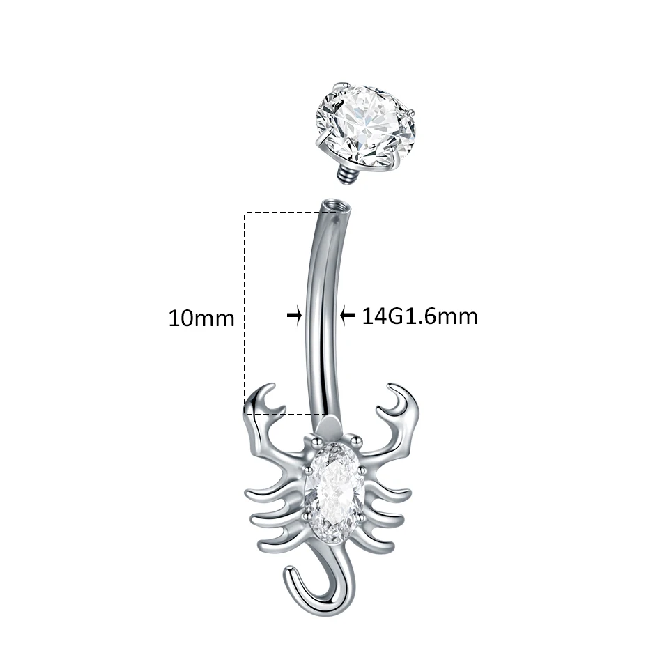 1pc Titanium Scorpion Belly Button Ring Butterfly Zircon 14G Internally Threaded Belly Piercings Jewelry Piercing Ombligo
