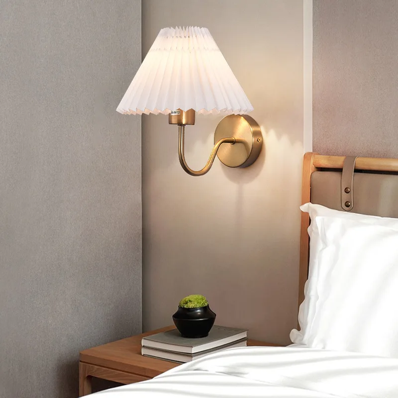 modern wall light fabric lampshade lampada de parede para quarto luz de cabeceira sala de estar varanda corredor corredor lampada de parede e27 wall sconce lamp 01