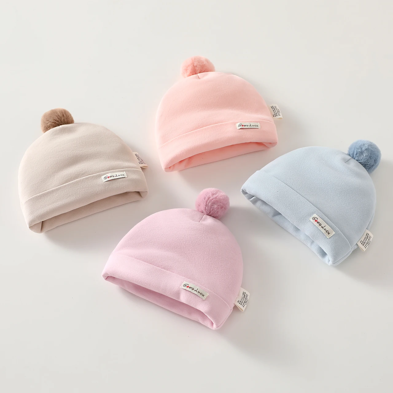 

0-3Mouth Newborn Fetal Hat Cute Pompom Beanies Autumn Winter Pure Cotton Pullover Cap Boys Girls Kids Knitted Hats Warm Bonnet