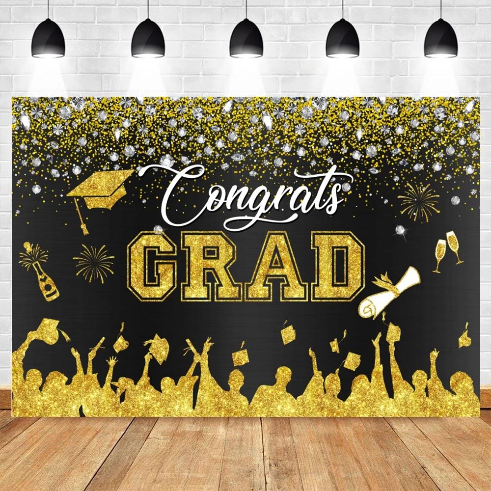 Congrats Grad Graduation Photography Backdrop Class of 2024 Congratulation Celebrate Graduate Prom Party Decor Photo Background