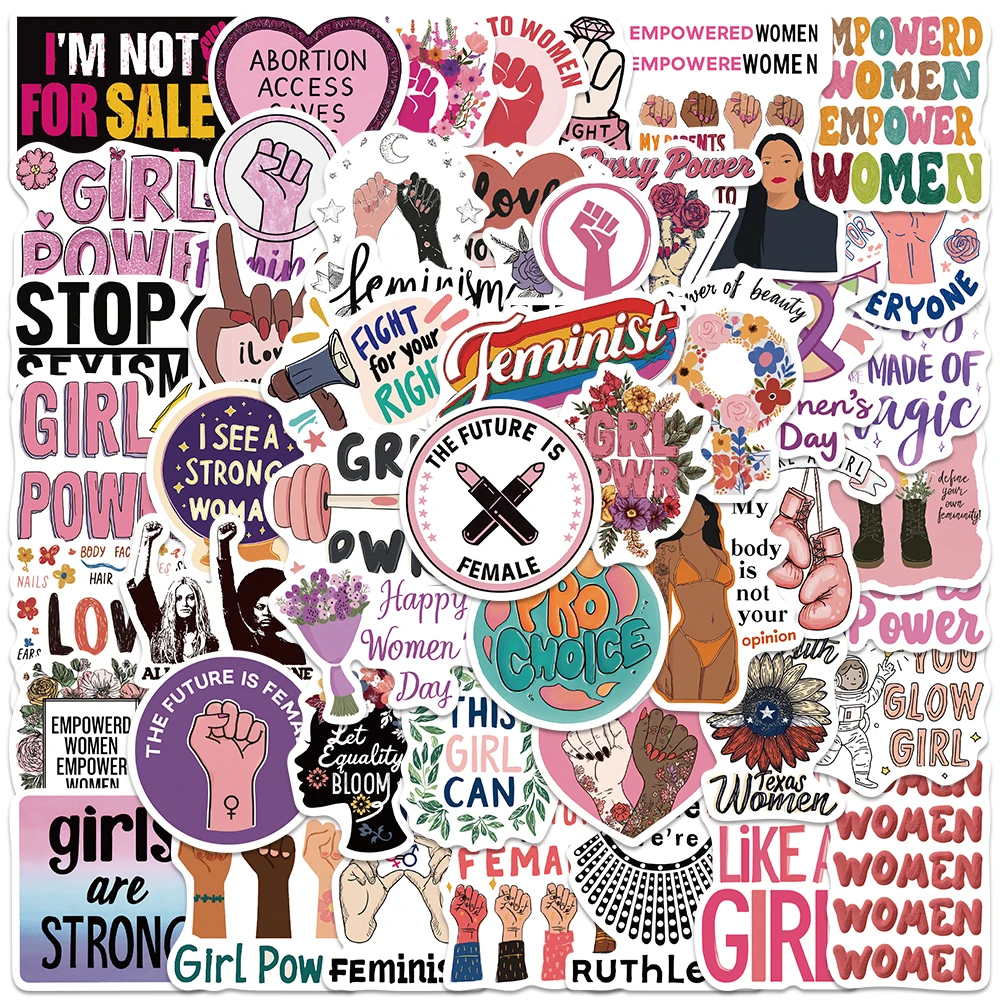 50 Stück Feminismus Girl Power Aufkleber Empowerment Pro Choice Vinyl-Aufkleber für den täglichen Gebrauch, Zuhause, Wohnheim, ästhetische Dekoration