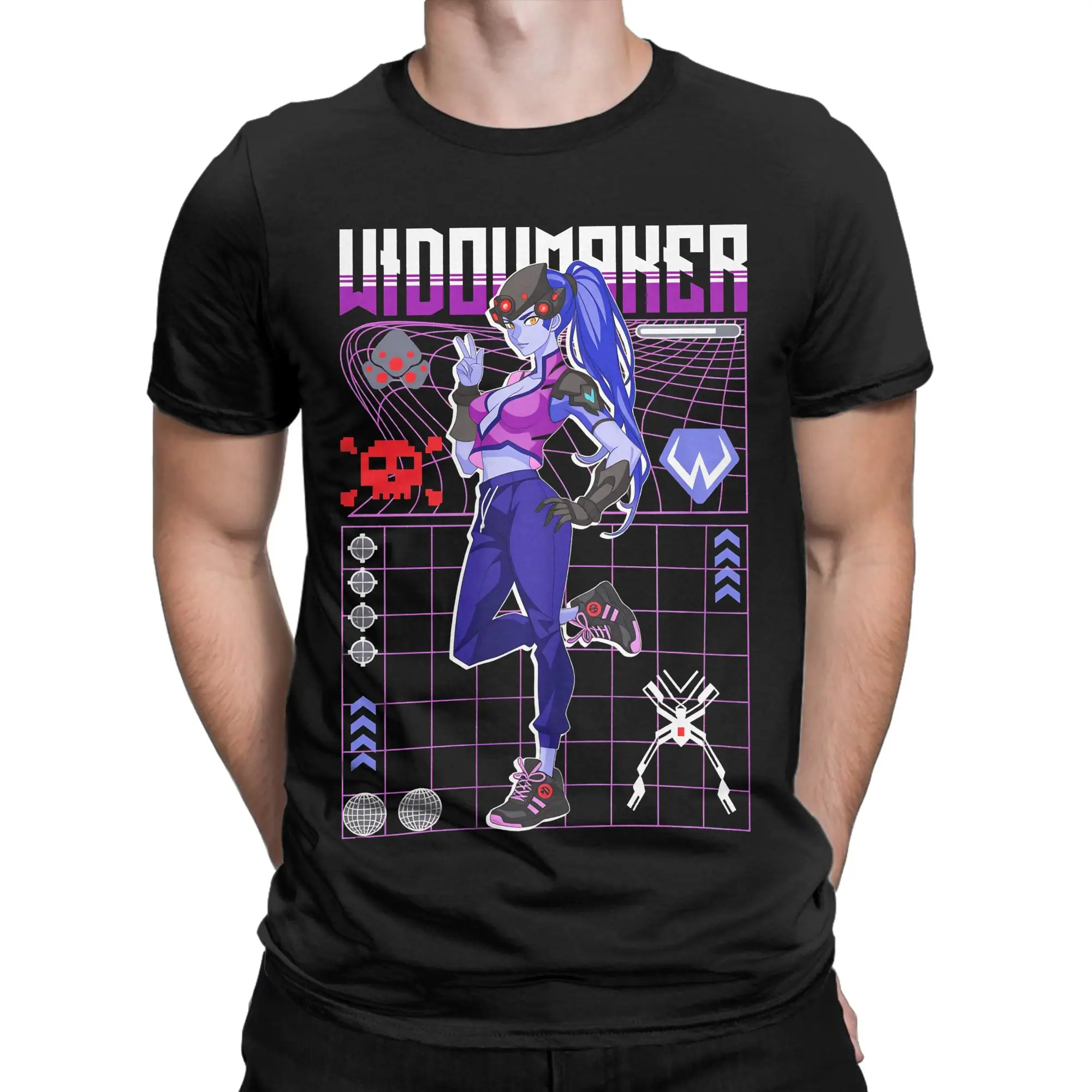 Men Women T-Shirts Widowmaker Vintage 100% Cotton Tees Short Sleeve Overwatches Game T Shirt O Neck Tops Party
