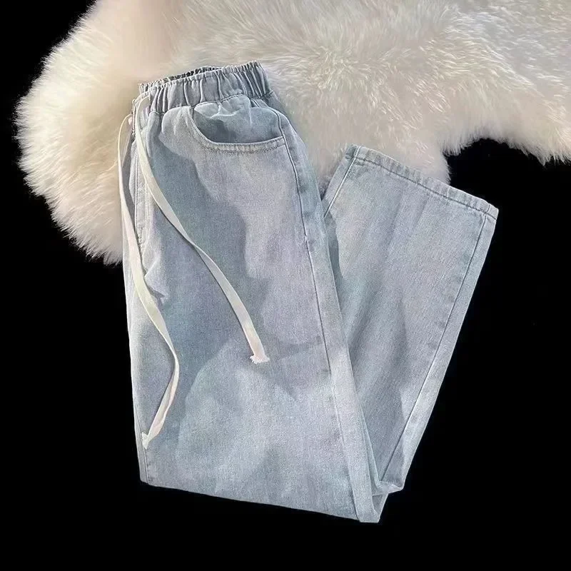 

Новые винтажные свободные прямые джинсы High Street Ins, повседневные широкие брюки для весны и осени, модный модный наряд