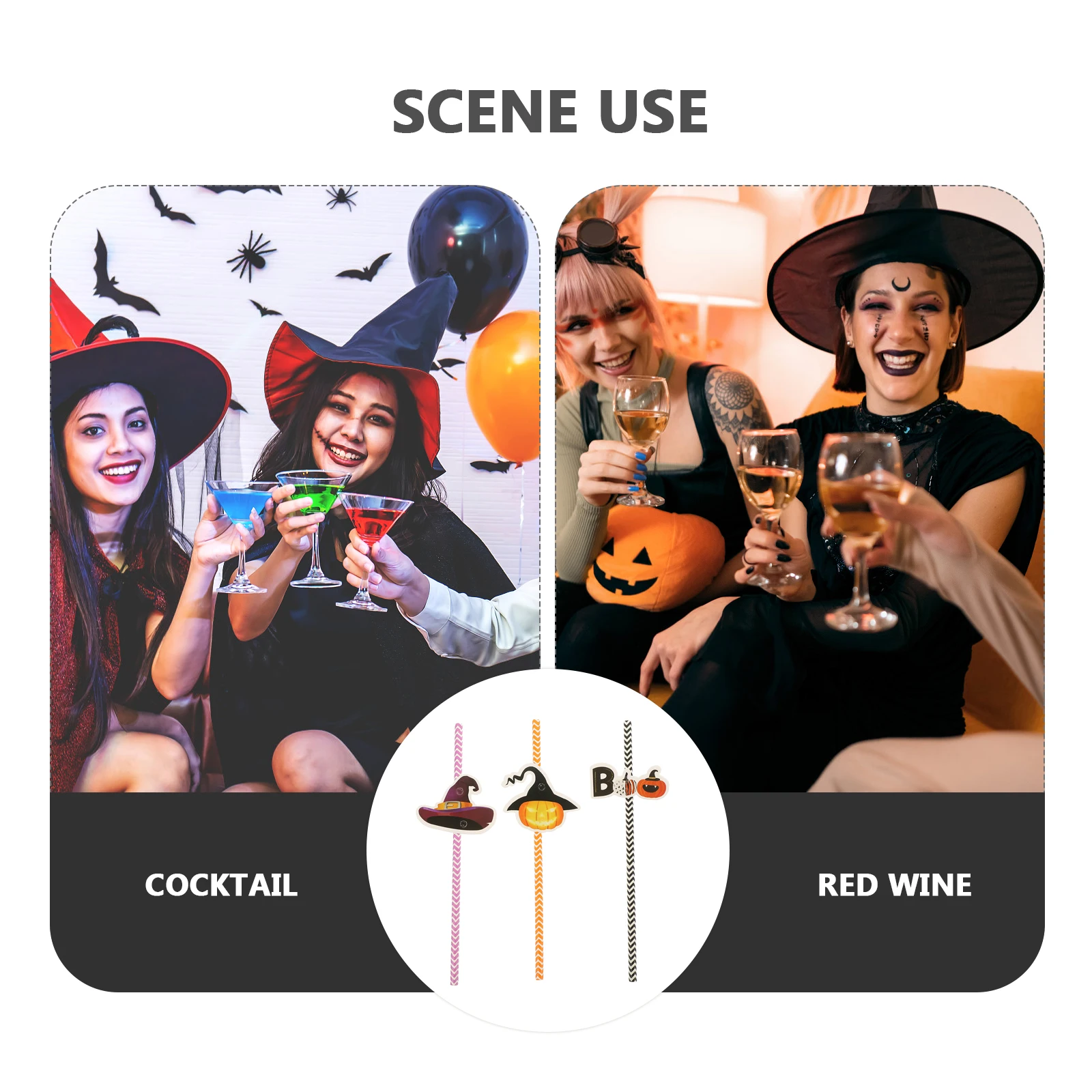 

72 Pcs Straw Party Supplies Decorated Halloween Straws Spider for Drinking Festivals