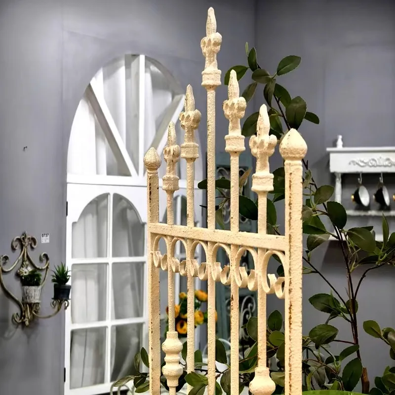 French retro old wrought iron spear flower stand climbing vine frame fence fence screen balcony garden grocery gardening