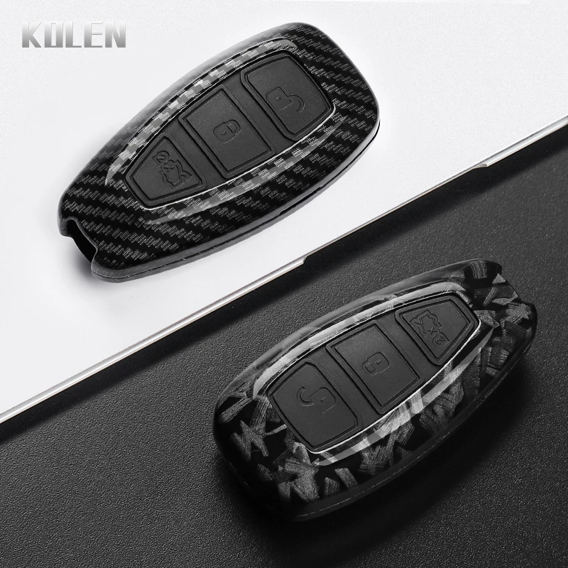 ABS Carbon Fiber Style Car Key Case Cover For Ford Focus 3 4 ST Mondeo MK3 MK4 Fiesta Fusion Kuga Protected Shell Accessories