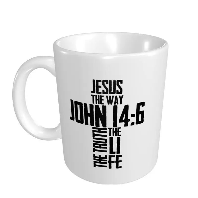 Christian Bible Verse Jesus The Way John 14：6 Print Ceramic Mug Coffee Mugs 11oz Ceramic Coffee Tea Cocoa Drink Cups Unique Gift