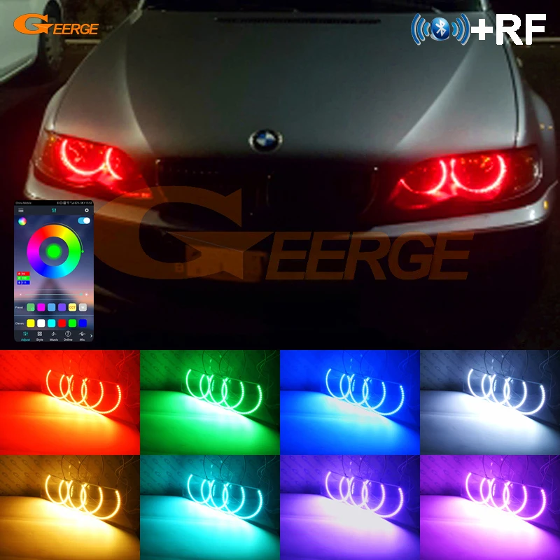 For BMW E46 Sedan Touring Wagon 1998 - 2002 2003 2004 2005 Bluetooth App Ultra Bright Multi-Color RGB Led Angel Eyes Halo Rings