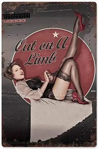 AMELIA SHARPE Vintage Style Metal Tin Sign  Pin Up Girl Military Aviation Nose Art Veteran WWII Airplane Home Kit