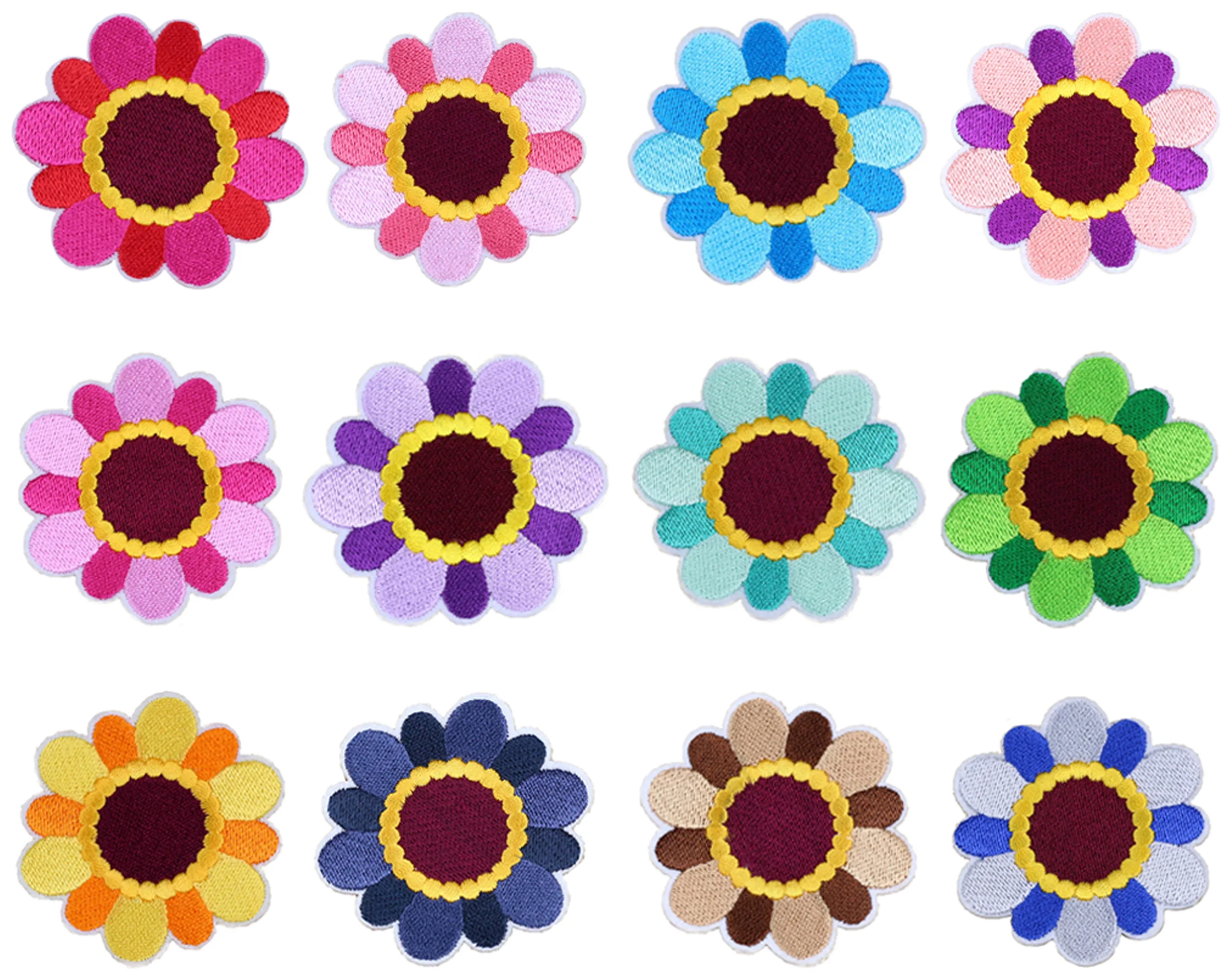 2Size Embroidery Flower Patch 25/200PCS Iron / Sew On 12Colors Applique For DIY Crafts Bag Cap Decor Badge Repair