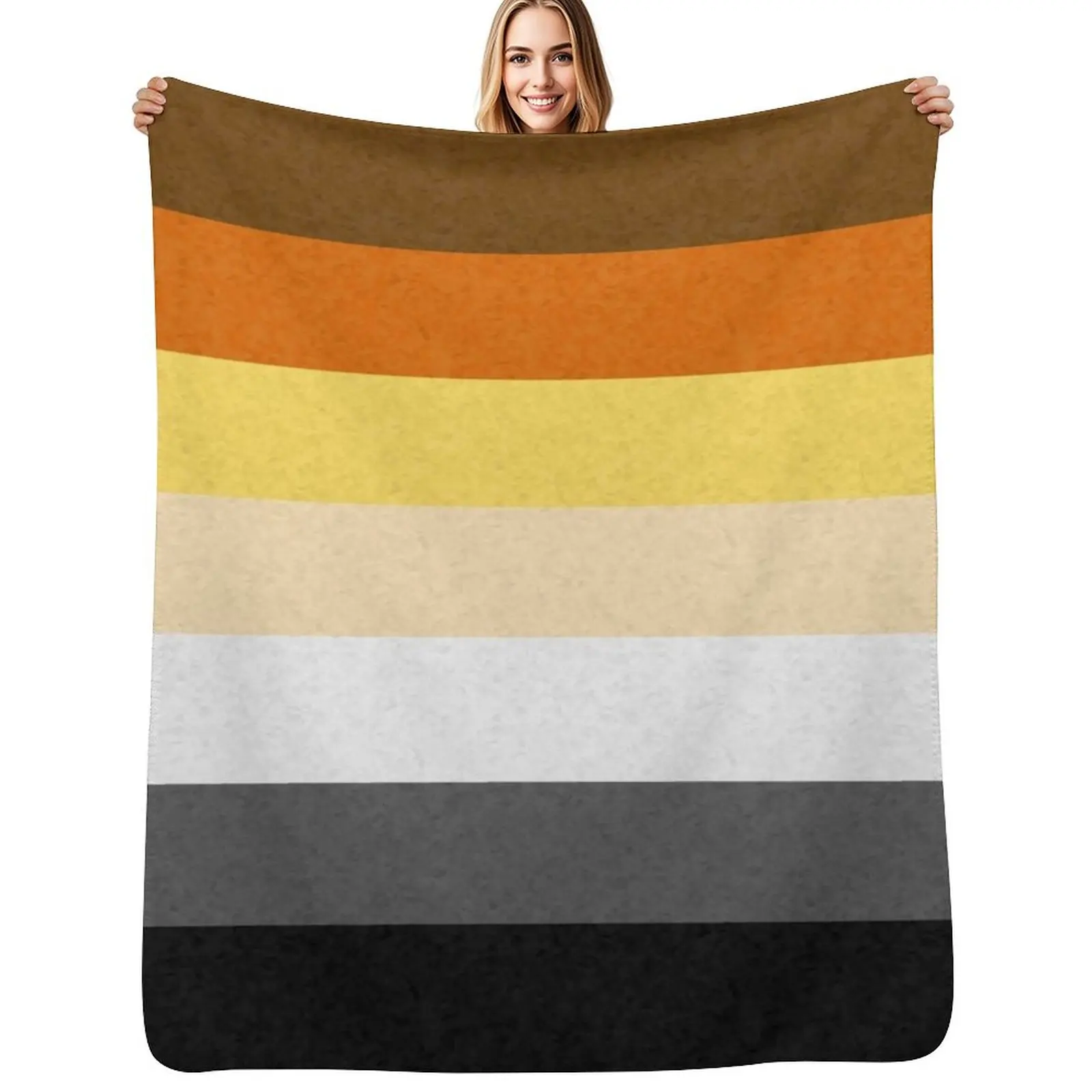 Gay Bear Pride Flag Colored Background Throw Blanket Air Conditioner Soft Blanket for Office Home