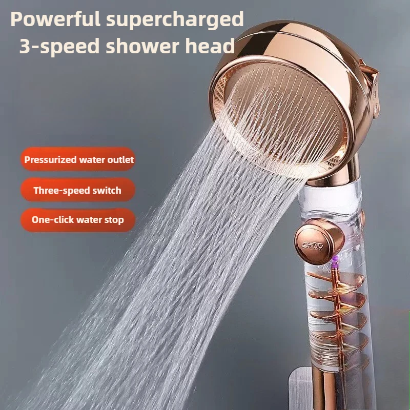 

3-режимная насадка для душа высокого давления, золотая водосберегающая насадка для душа с кнопкой остановки, эко-фильтр, насадка для душа, аксессуары для ванной комнаты