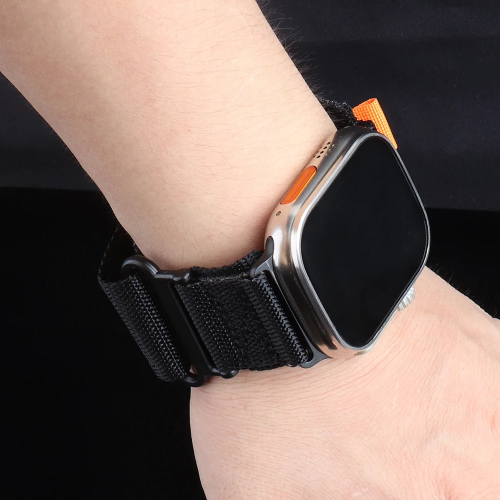 Nylon Loop Men Band for Apple Watch Band Ultra 2 49mm 42mm 44mm 45mm Breathable Wide Strap iWatch Series SE 9 8 7 6 5 4 3