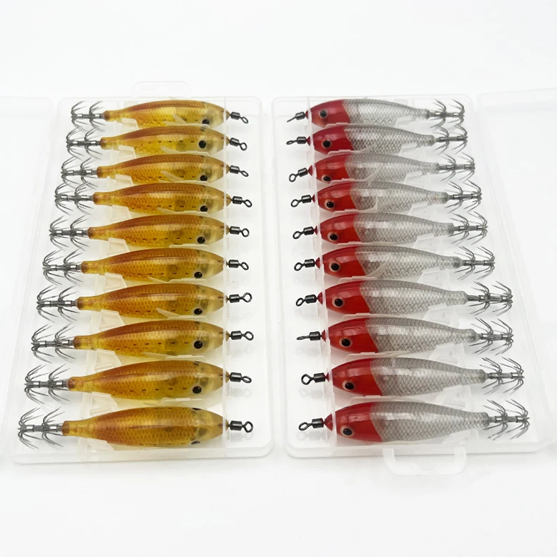 ShareShark 10 Stück/Box 8cm/5,7g Garnelen-Angelköder Leuchtender Tintenfisch-Jig-Haken Meeresfischerei-Zubehör Künstlicher Köder Oktopus-Köder – Detail 5