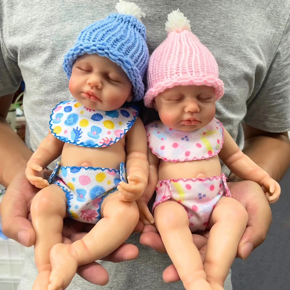 

1 Piece Mini 13 Inch Full Silicone Reborn Baby Doll LouLou Twins Boy or Girl With Original Limbs Silicone Doll Christmas Gift