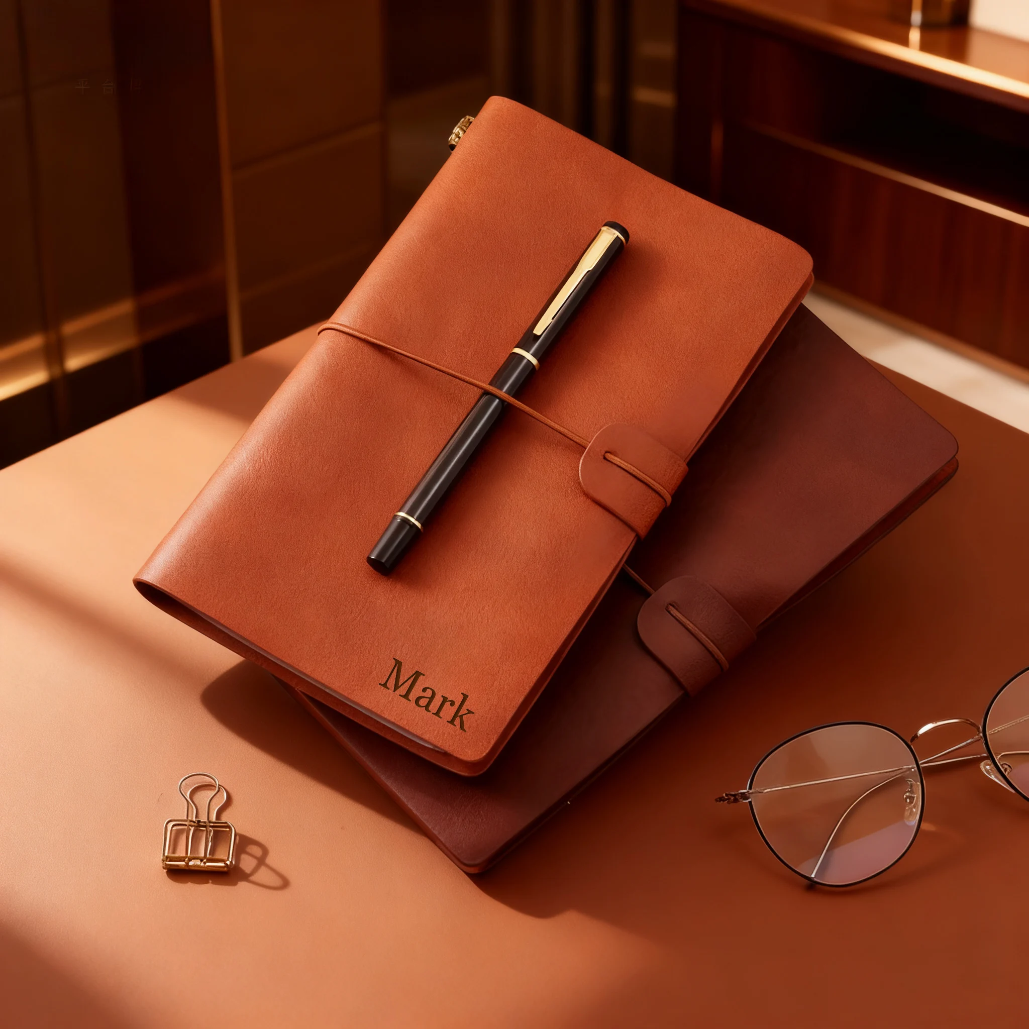 Caderno Personalizado A6 com Gravação a Laser DIY, Caderno de Couro PU Vintage, Caderno de Escritório, Presentes Simples para Viagem