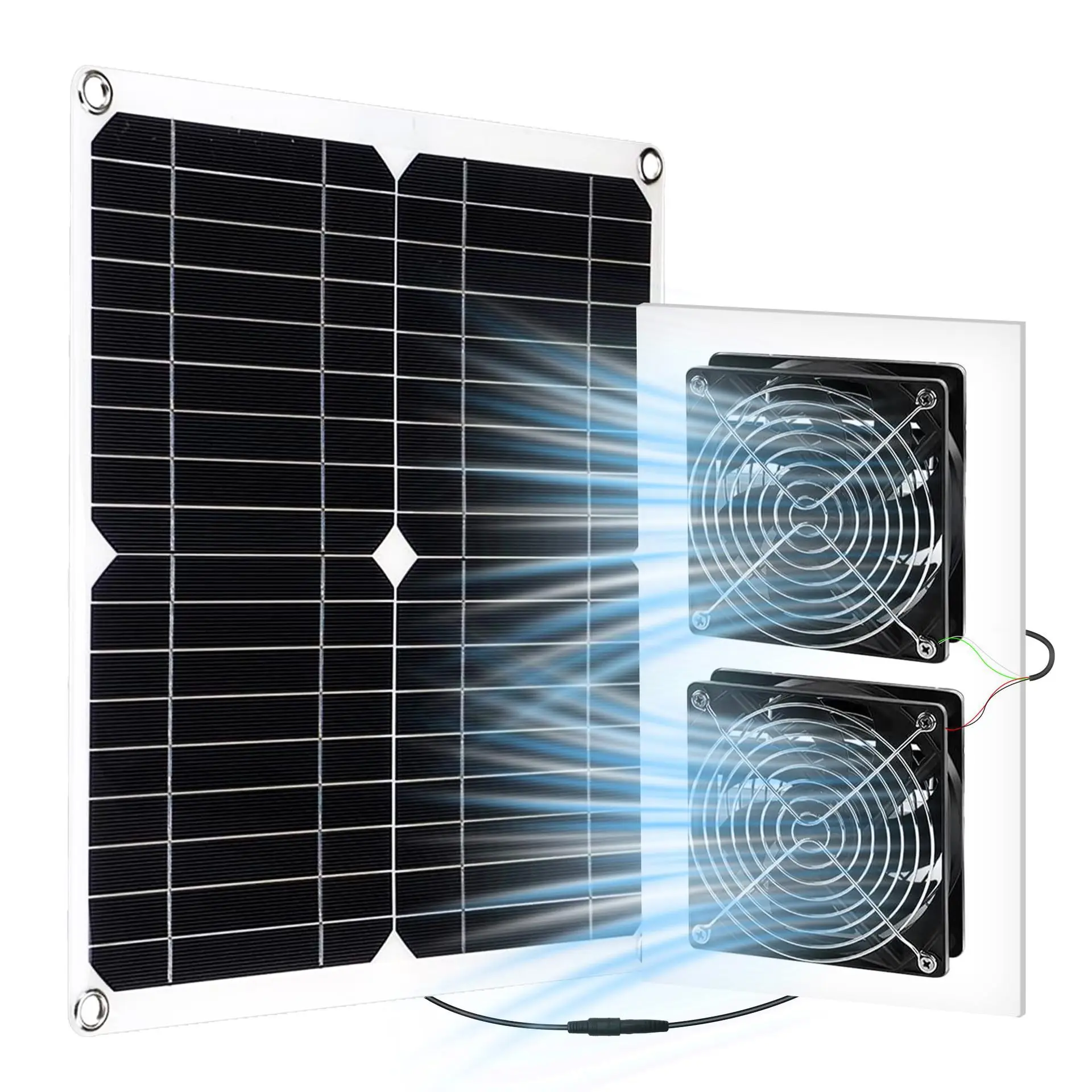 12W Solar Panel Dual Fan Set Ventilation and Exhaust