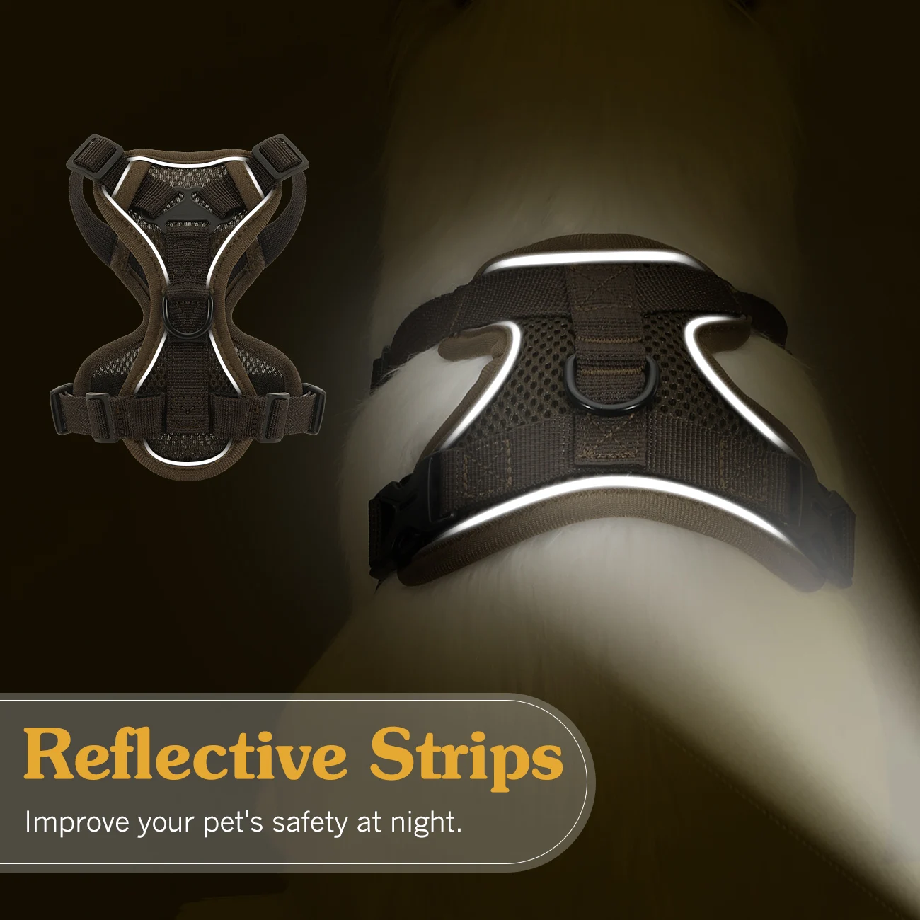 Cat Harness And Leash Set Reflective Adjustable Mesh Vest_voghion.com