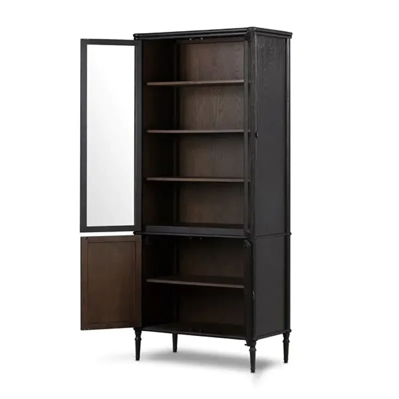 

yj21 French Style Solid Wood Vintage Distressed Restaurant Display Cabinet Antique Sideboard Wine Cabinet