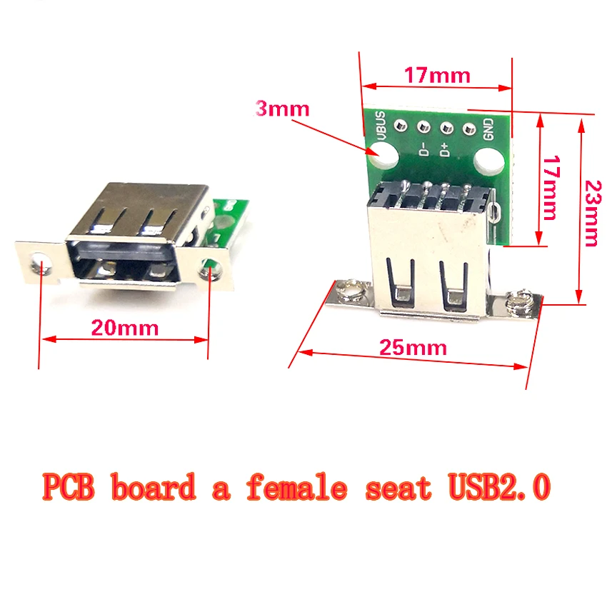 5PCS USB 2.0 A / F female seat a female SMT with screw hole 4P bent foot horizontal plug-in board with fixing hole / ear