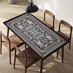 Classical Pattern Rectangular TableCloth Waterproof Elastic Edge Bohemian Flower Rectangular Fitted Table Cover Indoor Outdoor