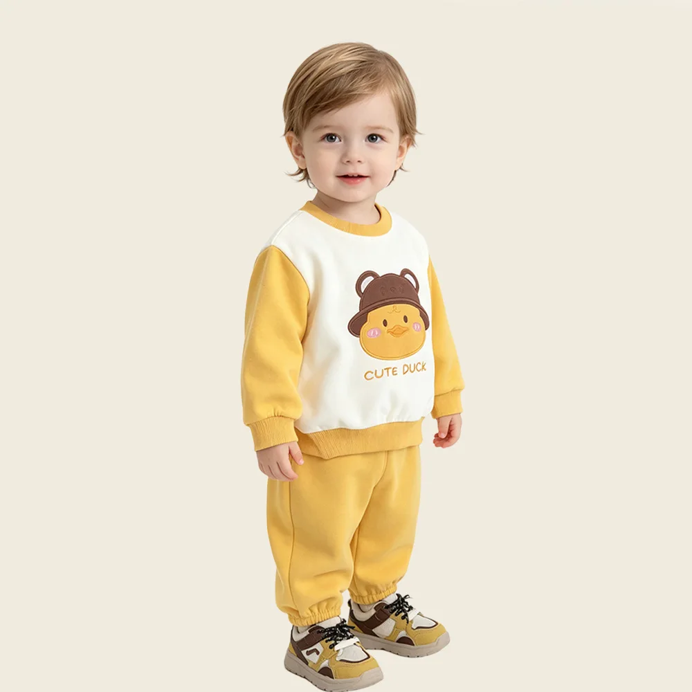 2026 Neue Herbst-Babykleidung für Jungen und Mädchen, Kleinkind-Patchwork-Set mit Hasen-Stickerei, Sweatshirt+Hose, 2-teiliger lässiger Trainingsanzug für Kinder – Detail 1