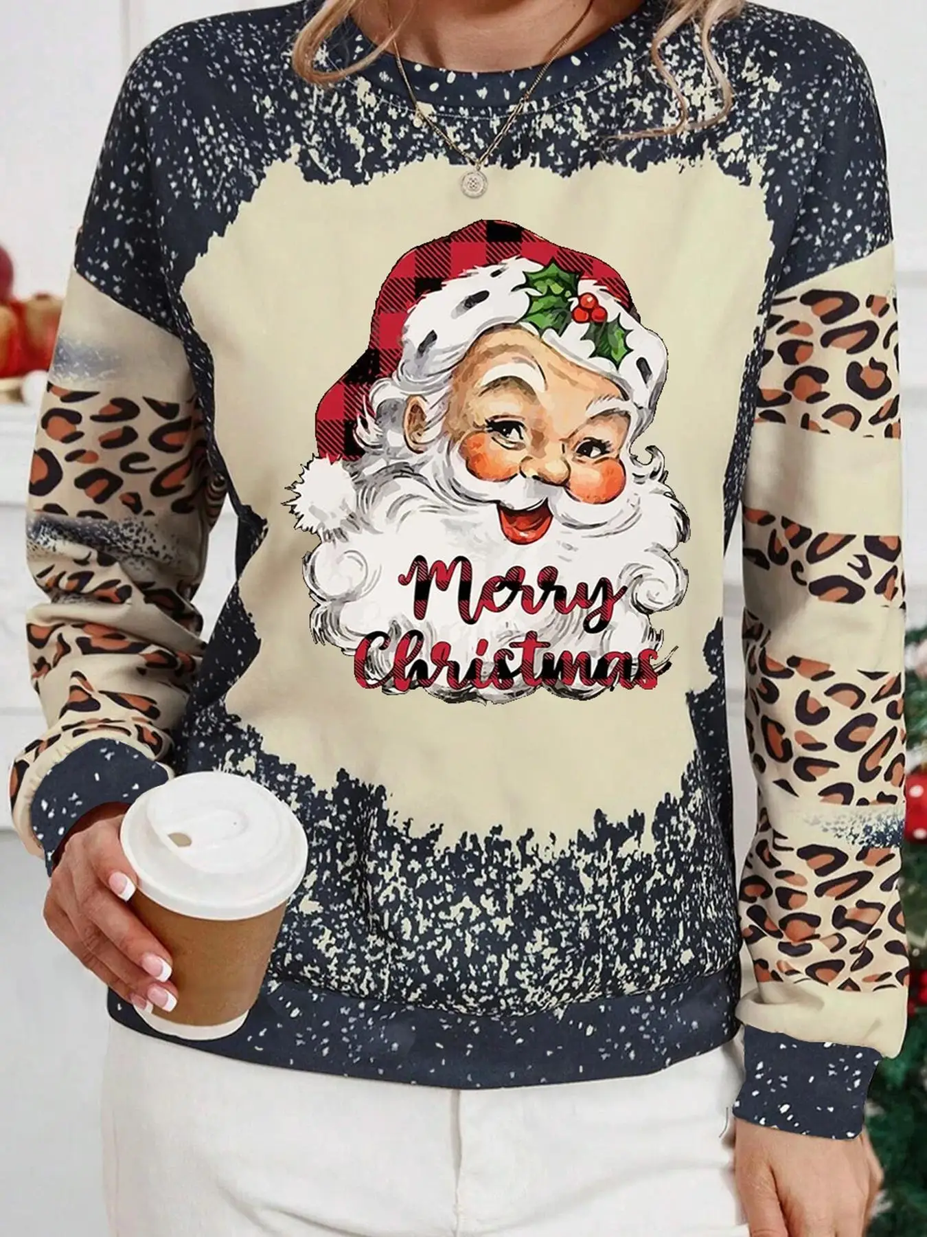 Women's Plus Size Merry and Bright Crewneck Sweatshirt Long Sleeve Merry Christmas Sweatshirt Retro Fall Winter Pullover Tops