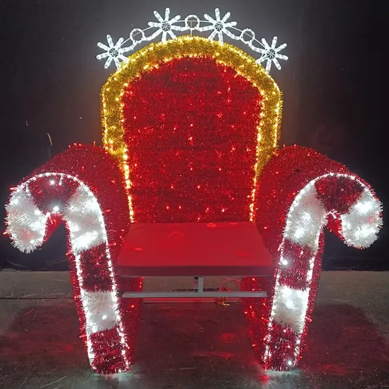 Large outdoor decoration warm giant 3D diode family office building hotel Christmas holiday decoration Santa chair pattern