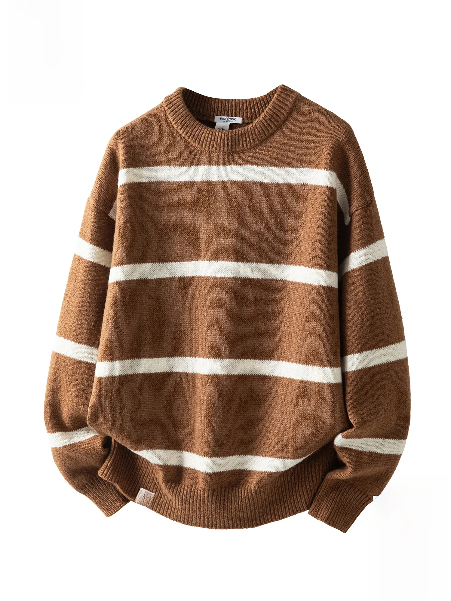 

PaulFrank Retro Knitted round Ne Sweater Men's Winter Casual Warm Striped Top Comfortable Loose Fit Polyester Blend