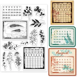 1pc Vintage Plant Calendar Clear Stamps for DIY Scrapbooking Retro Plant Schedule Silicone Clear Stamp Seals for Cards Making