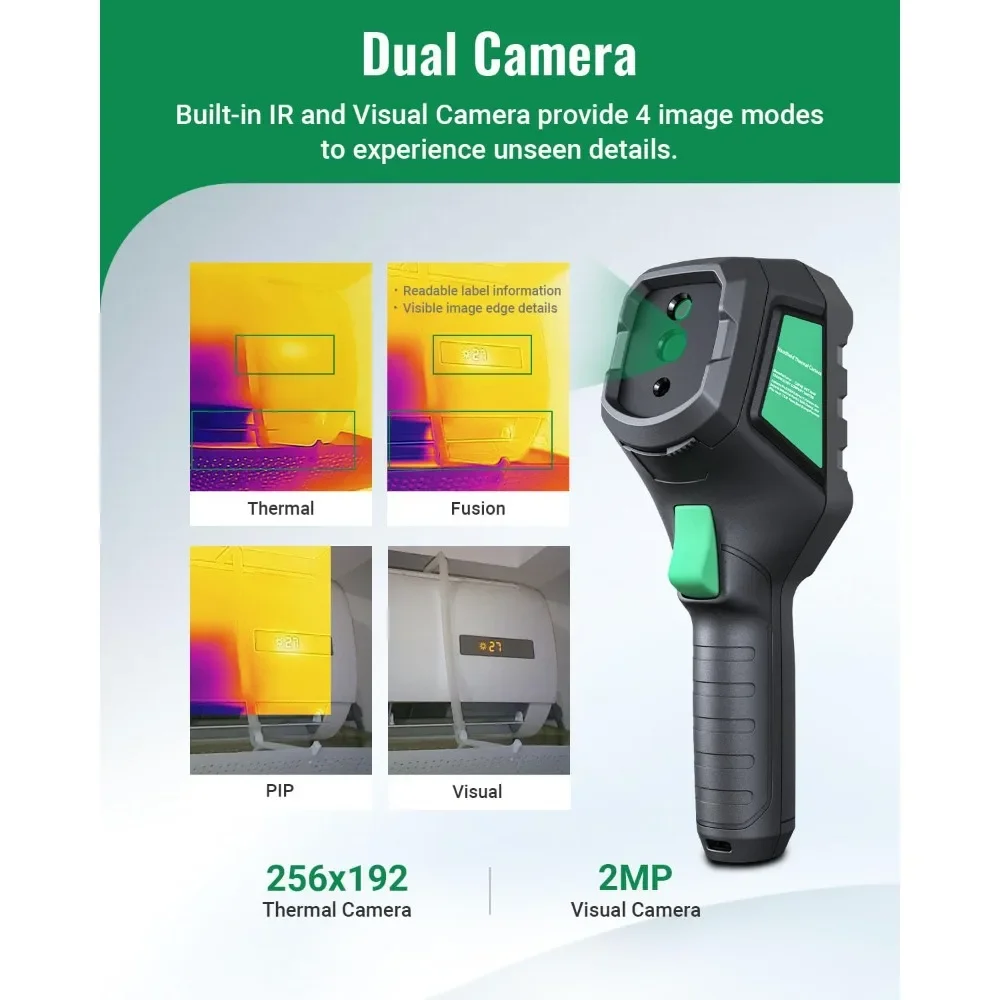 كاميرا حرارية F2VW دقة 256 × 192 بالأشعة تحت الحمراء مع كاميرا بصرية بدقة 2 ميجابكسل، كاميرا تصوير حراري بشاشة 640 × 480 3.2 بوصة #3