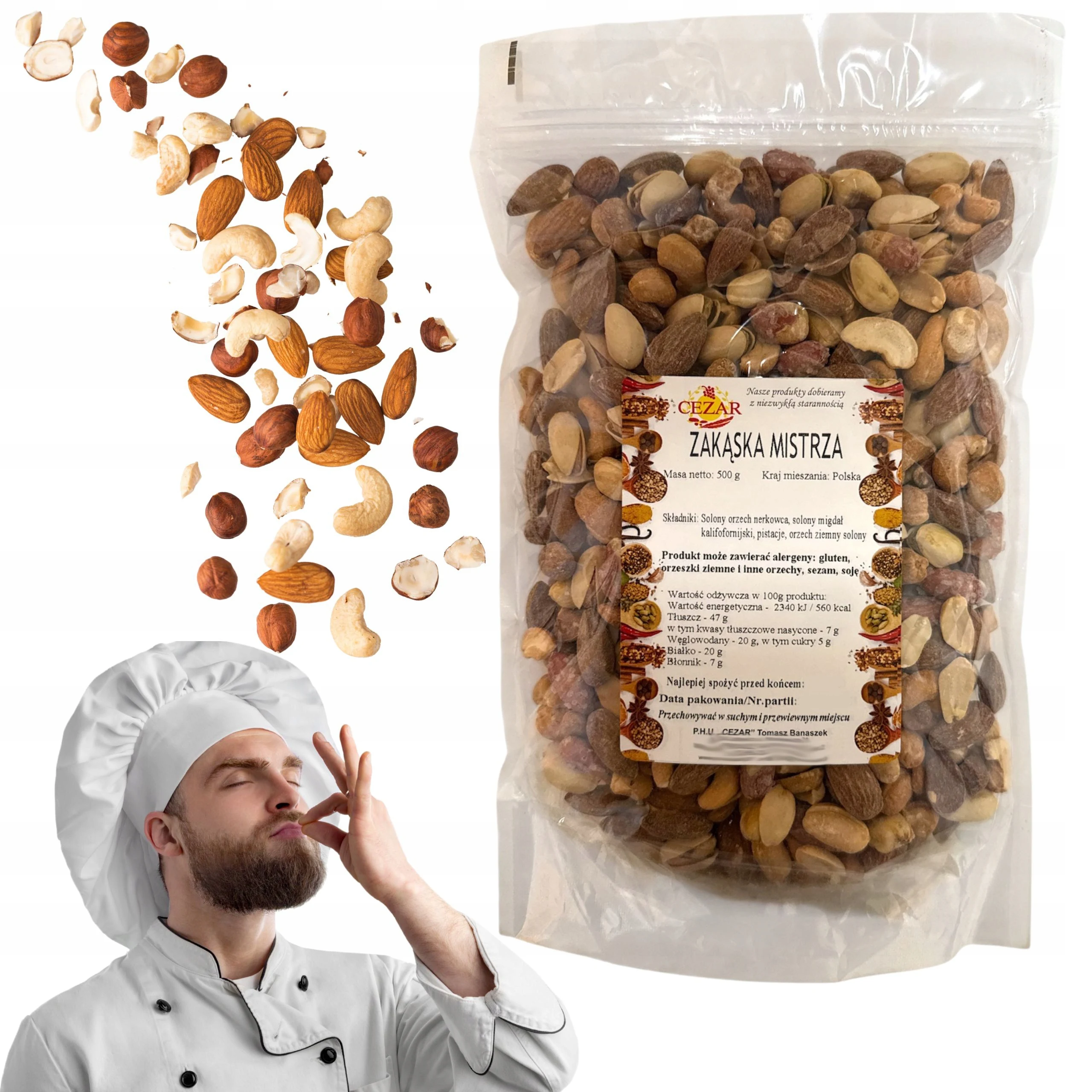 Mieszanka Orzechowa Zakąska Mistrza 500G Solony Mix Orzechów Super Smaczna