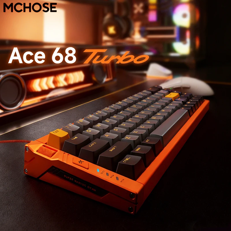 

MCHOSE Ace68 Turbo Magnetic Switch Keyboard 16k Aluminium Alloy 0.001mm E-Sports Keyboard Ergonomics Low Delay Gamer Keyboards