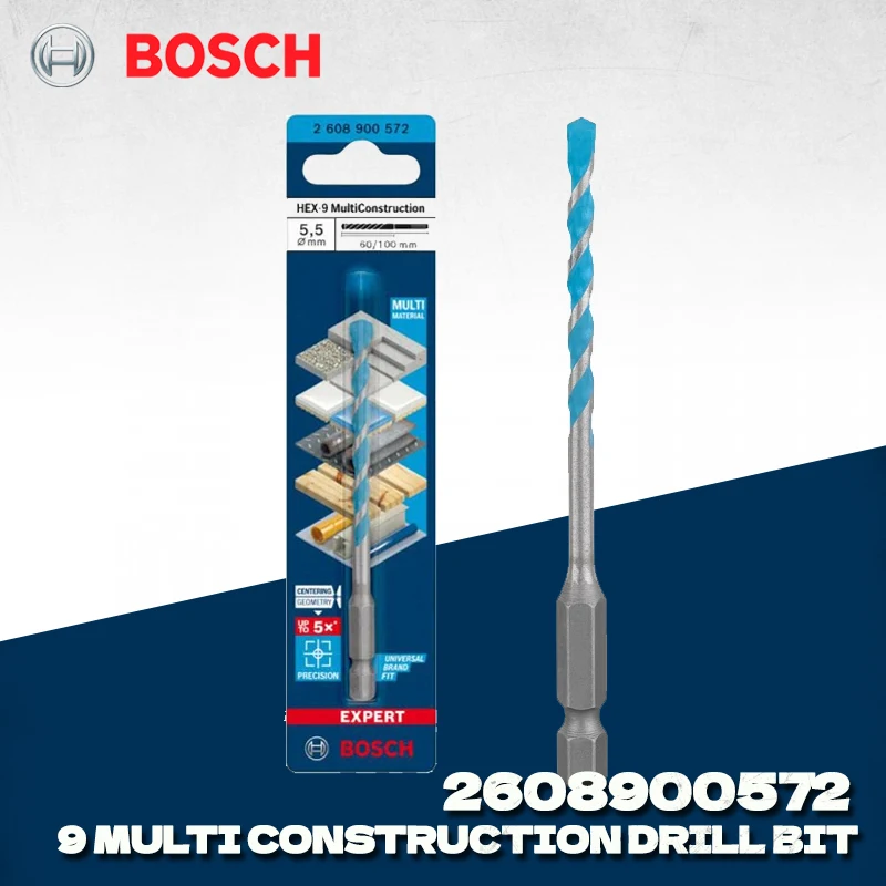 

BOSCH 2608900572 EXPERT HEX-9 Multi Construction Drill Bit 5.5mm 100mm Concrete Soft Tiles High Hardness Twist Drill