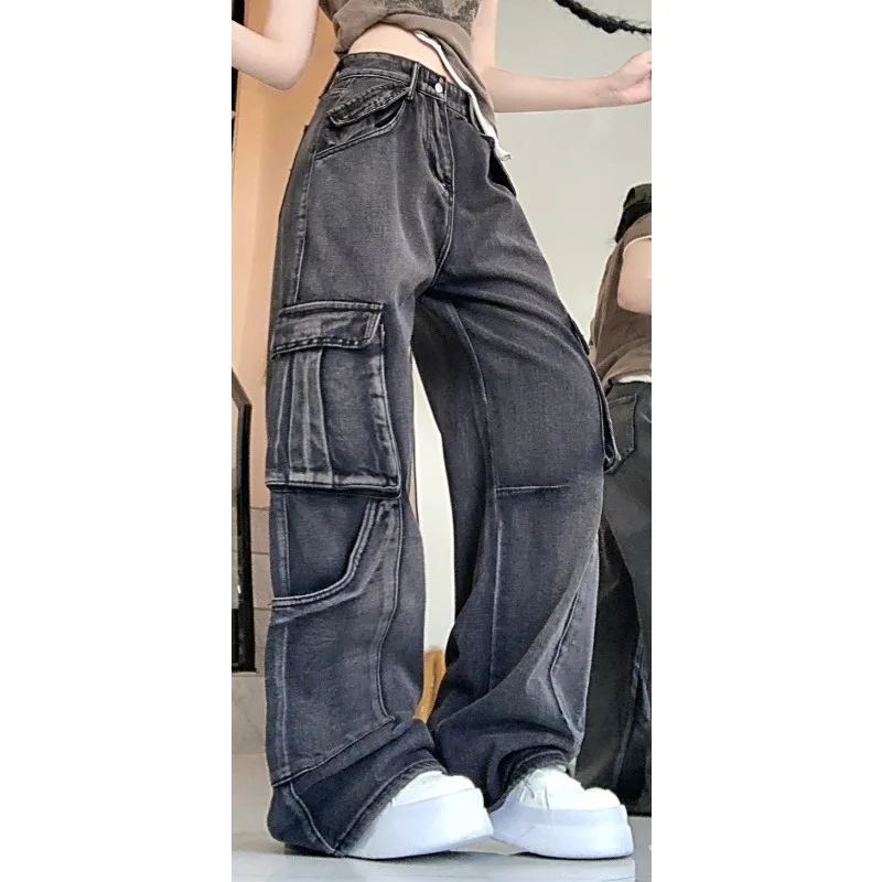 Personalidade de rua hip-hop calças de carga feminino estilo gótico na moda legal jeans para mulher 2025 outono novo vintage wmen jeans