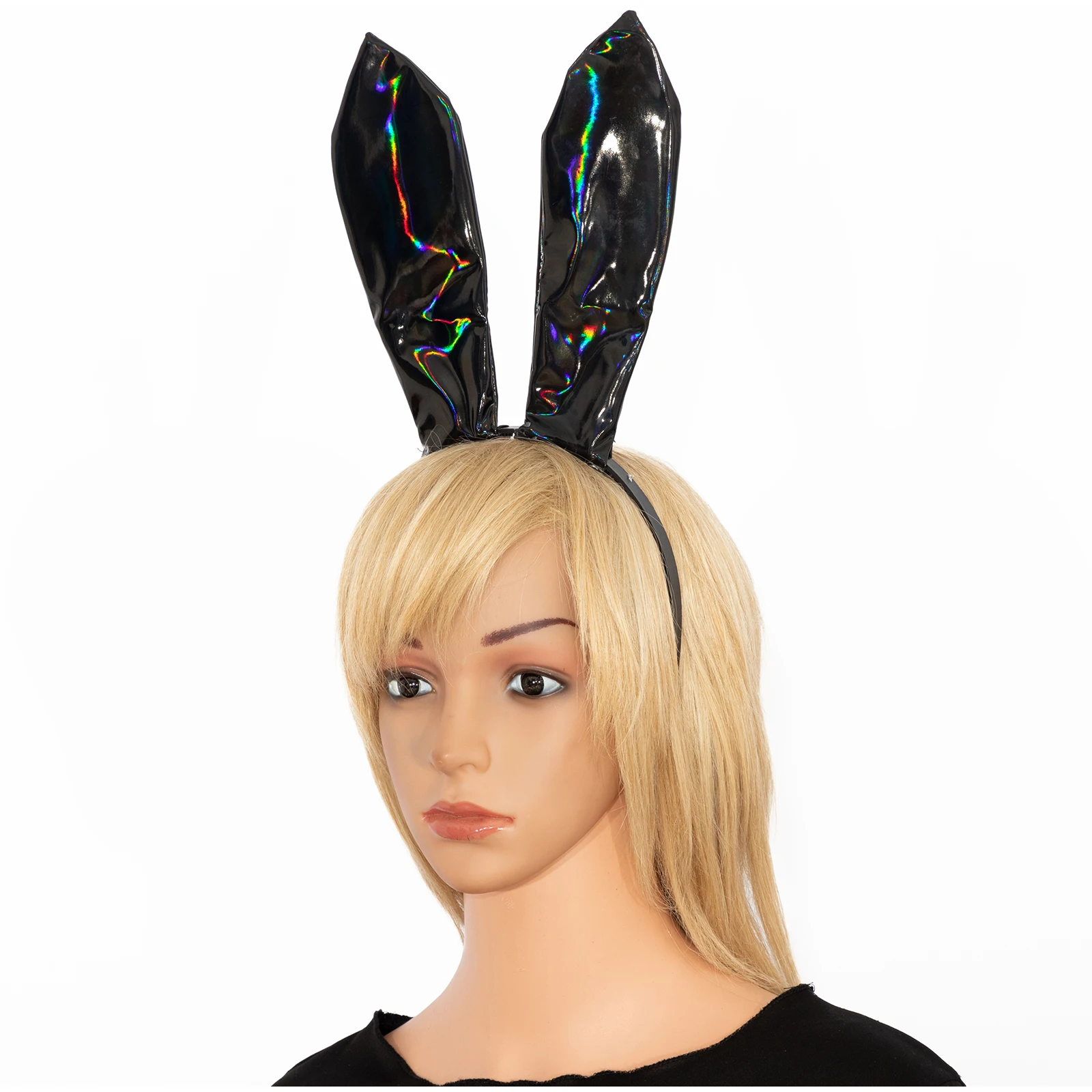 Bunny Girls Cosplay Headgear for Halloween Party Headwear Shiny Rabbit Ears Headband Fascinator Anime Dress up Nightclub Props