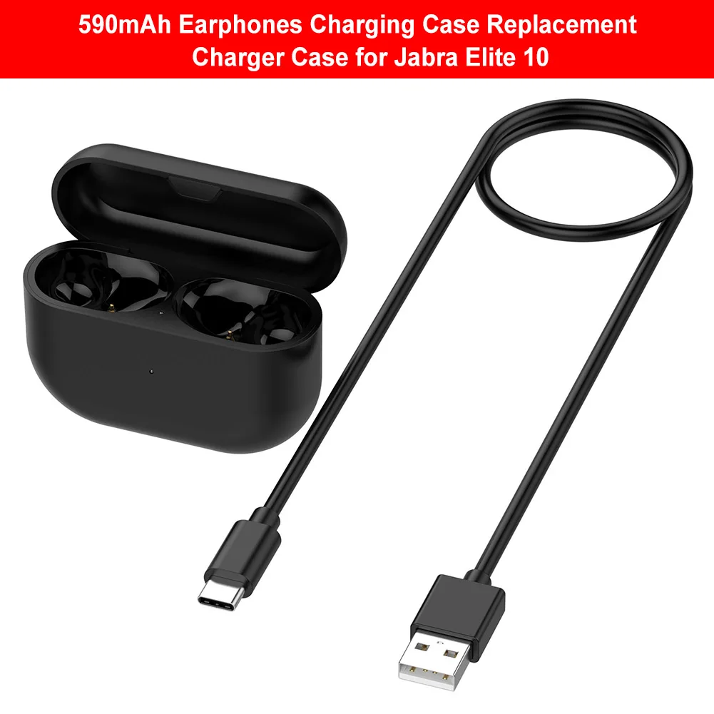 

590mAh Wireless Earphones Charging Case with LED Indicator Earbuds Charger Box Replacement Charger Case for Jabra Elite 10