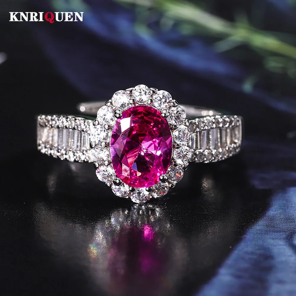 

New Retro 6*8MM Ruby Sapphire Emerald Gemstone Rings Cocktail Party Fine Jewelry for Women Statement Accessories Gift Wholesale