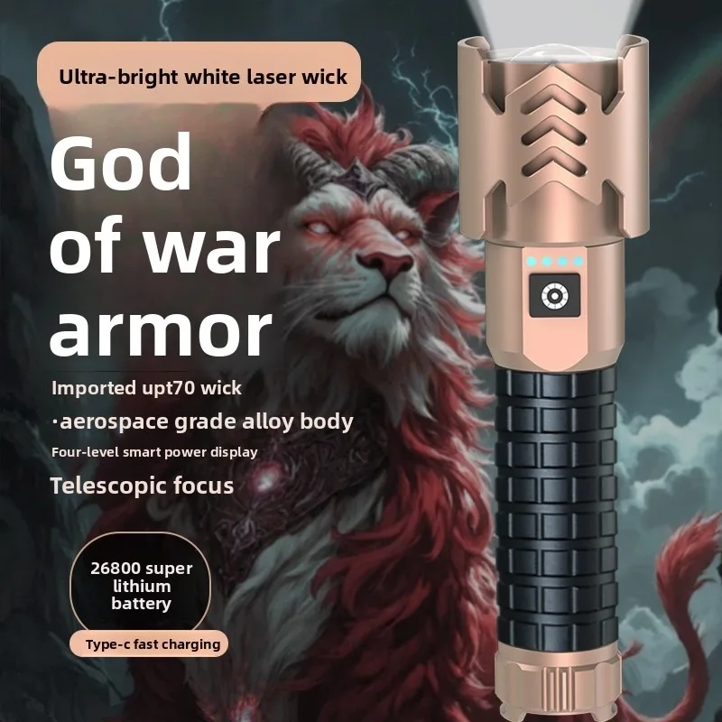 مصباح يدوي تكتيكي عالي الطاقة: سبائك الألومنيوم، تكبير قابل للسحب، فائق السطوع، قابل لإعادة الشحن، وقت تشغيل طويل للتخييم #1