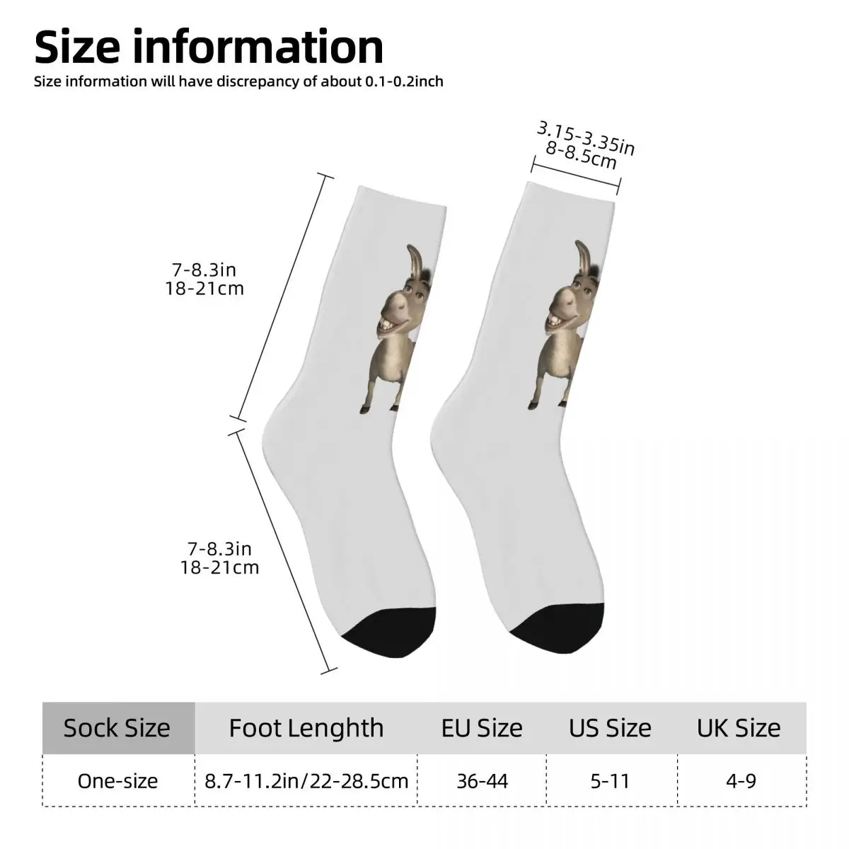 Donkey From Shrek Movie Socks Harajuku Sweat Absorbing Stockings All Season Long Socks Accessories for Unisex Christmas Gifts